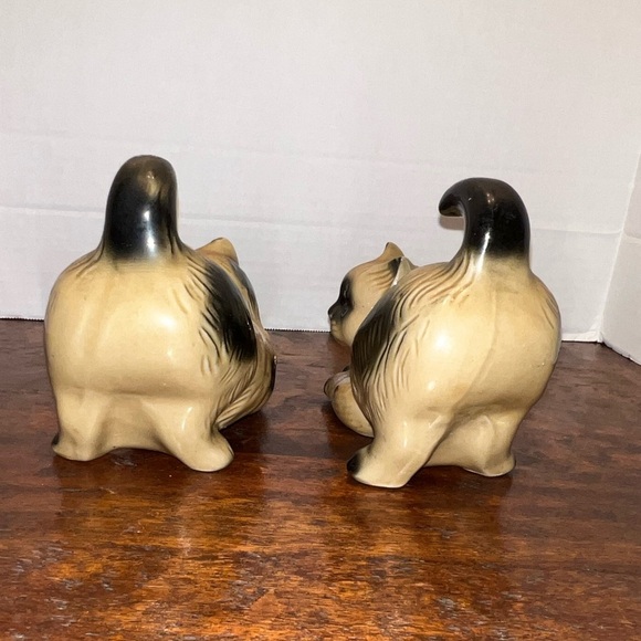 Vintage Fat Cat Figurine from Brazil, Siamese Cat Set of 2 - Picture 3 of 5